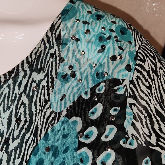 Style & Co. Sheer Layered Multi-Pattern Blouse - Picture 6 of 9